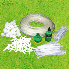 MUCIAKIE 50M 30M 25M White Transparent Micro Drip System Garden Watering Kits w/ Adjustable Drippers w/ Spike Tee Tap Connecters