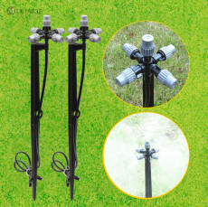 MUCIAKIE 10 Sets 5-Way Adjustable Misting Nozzle on 45cm Spike with 1m Long Micro 4/7mm Hose & Barb Garden Irrigation Sprinklers