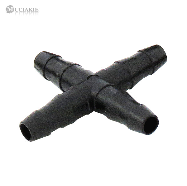 MUCIAKIE 10PCS 1/4'' Cross Connecter for 4/7mm Micro Tubing Hose 4 Ways Barbed Adapter Drip Irrigation Cross Joint Connectors
