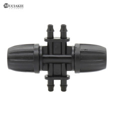 5PCS 6-Way Garden Irrigation Reducing Cross Water Hose Connector 8/11 to 4/7mm Adapter Tubing Water Splitter 3/8 to 1/4'' Hose