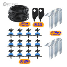 8L/H Compensating Emitter Kits with 1/8'' PVC Hose Four Ways Water Splitters 3/5 Elbow Drippers Watering System for Bonsai Plant