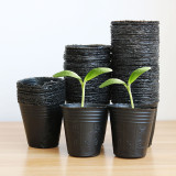 100PCS 3.74in x 3.93 in Round Black Plastic Nursery Plant Pots Disposable Garden Tools