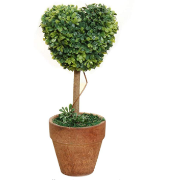 PHFU Plastic Garden Grass Ball Topiary Tree Pot Dried Plant for Wedding Party Decor(Heart-Shaped)