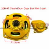STONEDER Yellow 25H 6 Tooth Clutch Drum Gear Box With Cover For 2 Stroke 47cc 49cc Kids Mini Pocket Bike ATV Quad Baja Drif Racing Go Kart Cart