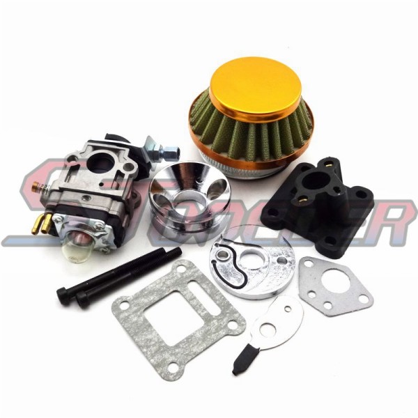 STONEDER Gold Racing Carburetor Air Filter Throttle Cable Intake For 47cc 49cc Mini Moto ATV Quad Pocket Bike
