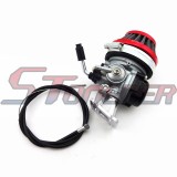 STONEDER Red Racing Carburetor Air Filter Throttle Cable Intake For 47cc 49cc Mini Moto ATV Quad Pocket Bike