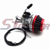 STONEDER Red Racing Carburetor Air Filter Throttle Cable Intake For 47cc 49cc Mini Moto ATV Quad Pocket Bike