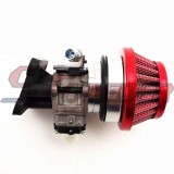 STONEDER Red Racing Carburetor Kit Carb Air Filter Stack For 2 Stroke 47cc 49cc Mini ATV Dirt Pocket Bike