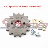 STONEDER 420 15 Tooth 17mm Front Chain Sprocket Gear For 50cc 70cc 90cc 110cc 125cc 140cc 150cc 160cc Engine ATV Quad Pit Dirt Trail Bike