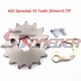 STONEDER 420 15 Tooth 20mm Front Chain Sprocket Gear For 50cc 70cc 90cc 110cc 125cc 140cc 150cc 160cc ATV Quad Pit Dirt Trail Bike