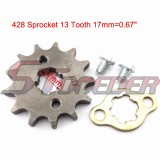 STONEDER 428 13 Tooth 17mm Front Chain Sprocket Gear For 50cc 70cc 90cc 110cc 125cc 140cc 150cc 160cc Engine ATV Quad Pit Dirt Trail Bike