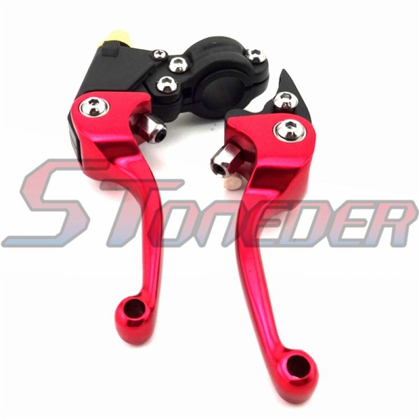 STONEDER Red CNC Alloy Folding Brake Clutch Handle Lever For 50cc 70cc 90cc 110cc 125cc 140cc 150cc 160cc Chinese Pit Dirt Trail Motor Bike Motorcycle