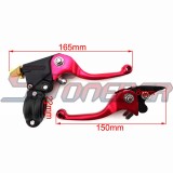 STONEDER Red CNC Alloy Folding Brake Clutch Handle Lever For 50cc 70cc 90cc 110cc 125cc 140cc 150cc 160cc Chinese Pit Dirt Trail Motor Bike Motorcycle