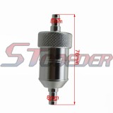 STONEDER Silver 1/4'' Aluminum Gas Fuel Filter For ATV Quad 4 Wheeler Motocycle Lawn Mower Tractor Boat