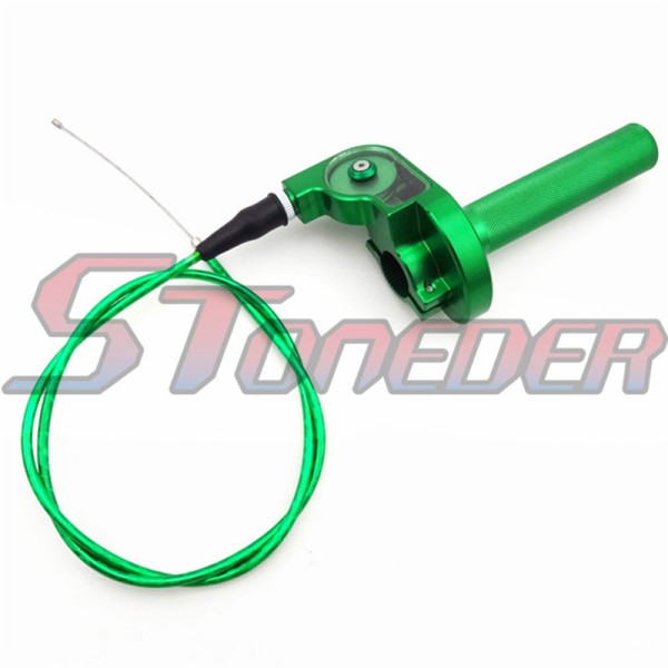 STONEDER Green CNC Alloy Twist Throttle Cable Handle Assembly For Pit Dirt Trail Bike Motorcycle XR50 CRF50 KLX110 YCF Pro Thumpstar
