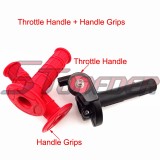 STONEDER Black Twist Throttle + Red Handle Grips For Pit Dirt Trail Bike Motorcycle Motocross SSR XR CRF 50 70 TTR Thumpstar KLX110