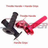 STONEDER Red Twist Alloy Throttle + Black Handle Grips For Pit Pro Dirt Bike Motocross Motorcycle XR50 CRF50 CRF70 SSR Thumpstar