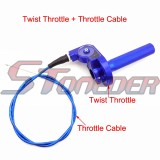 STONEDER Blue Alloy Twist Throttle Cable Handle Assembly For XR50 CRF50 KLX110 TTR SSR Pro Thumpstar Motocross Pit Dirt Trail Bike
