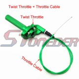 STONEDER Green CNC Alloy Twist Throttle Cable Handle Assembly For Pit Dirt Trail Bike Motorcycle XR50 CRF50 KLX110 YCF Pro Thumpstar