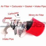 STONEDER Mikuni 26mm Carburetor VM22 Carb + Red 38mm Air Filter + Gasket + Mainfold Intake Pipe For 110cc 125cc 140cc Engine Pit Dirt Bike Motocross