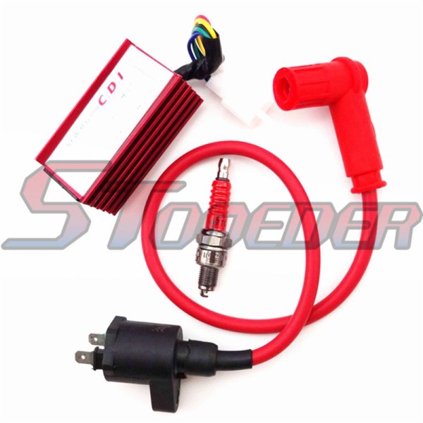 STONEDER Racing Ignition Coil + 5 Pin AC CDI Box + A7TC Spark Plug For 50cc 70cc 90cc 110cc 125cc 140cc 150cc 160cc Pit Dirt Bike ATV Quad 4 Wheeler