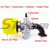 STONEDER 26mm Molkt Carburetor + 45mm Air Filter + Mainfold Intake Pipe + Gasket For 140cc 150cc 160cc Engine SSR Thumpstar Chinese Pit Dirt Bike