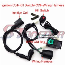 STONEDER Wiring Loom Harness + Kill Switch + Ignition Coil + 5 Pin AC CDI Box For 50cc 70cc 90cc 110cc 125cc 140cc 150cc 160cc Chinese Pit Dirt Bike Motorcycle