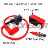 STONEDER Red Racing Ignition Coil + 5 Pin AC CDI Box + A7TC Spark Plug For Chinese ATV Quad Pit Dirt Bike CRF50 SSR Thumpstar
