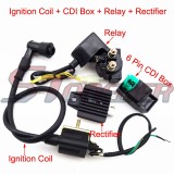 STONEDER Ignition Coil + 5 Pin AC CDI Box + Regulator Rectifier + Relay For 50cc 70cc 90cc 110cc Lifan Loncin Taotao Roketa Chinese ATV Quad 4 Wheeler