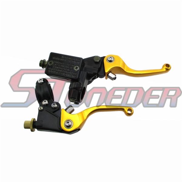 STONEDER Gold Front Hydraulic Brake Master Cylinder Clutch Lever For 50cc 70cc 90cc 110cc 125cc 140cc 150cc 160cc 190cc 200cc 250cc Chinese Pit Dirt Bike YCF Coolster