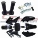 STONEDER Black Plastic Fairing Body Fender Kits + Soft Rubber Throttle Handle Grips + Mounting Screws For Honda XR50 CRF50 Chinese Pit Dirt Trail Bike 50cc 70cc 90cc 110cc 125cc 140cc 150cc 160cc Piranha YCF