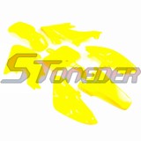 STONEDER Yellow Plastic Fairing Body Fender Kits + Soft Rubber Throttle Handle Grips + Mounting Screws For Honda XR50 CRF50 50cc 70cc 90cc 110cc 125cc 140cc 150cc 160cc Chinese Pit Dirt Trail Motor Bike Motocycle