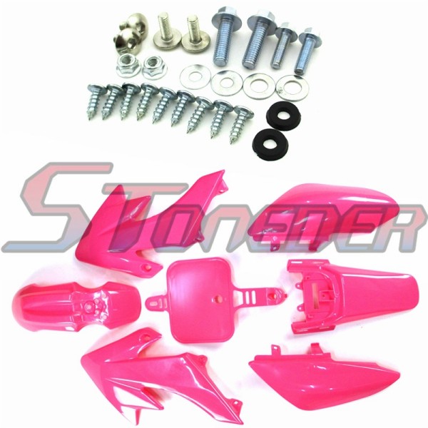 STONEDER Pink Plastic Fairing Fender Body Kits + Mounting Screws For Chinese Pit Dirt Trail Bike Honda CRF50 XR50 50cc 70cc 90cc 110cc 125cc 140cc 150cc 160cc