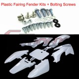 STONEDER White Plastic Fairing Fender Body Kits + Mounting Screws For Honda CRF50 XR50 Chinese Pit Dirt Trail Bike Coolster Roketa SSR 50cc 70cc 90cc 110cc 125cc 140cc 150cc 160cc