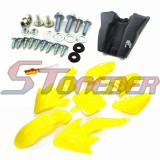 STONEDER Yellow Plastic Fairing Fender Body Kits + Mounting Screws + Fuel Tank + Vent Valve For XR50 CRF50 Chinese Pit Dirt Trail Motor Bike Atomik Thumpstar 50cc 70cc 90cc 110cc 125cc 140cc 150cc 160cc