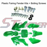STONEDER Green Plastic Fairing Fender Body Kits + Mounting Screws For Honda CRF50 XR50 50cc 70cc 90cc 110cc 125cc 140cc 150cc 160cc Chinese Pit Dirt Bike Piranha SSR Thumpstar