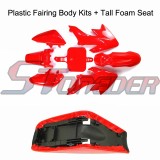 STONEDER Plastic Fairing Body Kits + Tall Foam Seat For Honda CRF50 XR50 Chinese Pit Dirt Motor Trail Bike Stomp Piranha DHZ 50cc 70cc 90cc 110cc 125cc 140cc 150cc 160cc