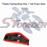 STONEDER Plastic Fairing Body Kits + Tall Foam Seat For Honda CRF50 XR50 Chinese Pit Dirt Motor Trail Bike 50cc 70cc 90cc 110cc 125cc 140cc 150cc 160cc BSE Kayo Pitster Pro IMR