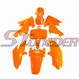 STONEDER Orange Plastic Fairing Body Fender Kits + Soft Rubber Throttle Handle Grips + Mounting Screws For Honda XR50 CRF50 Chinese Pit Dirt Trail Bike Thumpstar SDG Lifan 50cc 70cc 90cc 110cc 125cc 140cc 150cc 160cc