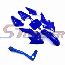STONEDER Blue 11mm Folding Aluminum Gear Shifter Lever + Plastic Fairing Body Cover Kits For Honda CRF50 XR50 50cc 70cc 90cc 110cc 125cc 140cc 150cc 160cc Chinese Pit Dirt Bike Braaap Coolster SSR