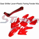 STONEDER Red 11mm Folding Aluminum Gear Shifter Lever + Plastic Fairing Body Cover Kits For Honda CRF50 XR50 50cc 70cc 90cc 110cc 125cc 140cc 150cc 160cc Chinese Pit Dirt Bike DHZ Pitster Pro