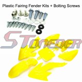 STONEDER Yellow Plastic Fairing Fender Body Kits + Mounting Screws For Honda XR50 CRF50 Chinese Pit Dirt Bike SSR SDG 50cc 70cc 90cc 110cc 125cc 150cc 160cc