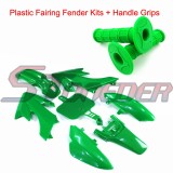 STONEDER Blue Plastic Fairing Body Fender Kits + Soft Rubber Throttle Handle Grips For Honda XR50 CRF50 50cc 70cc 90cc 110cc 125cc 140cc 150cc 160cc Braaap Kayo Chinese Pit Dirt Trail Bike