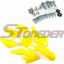 STONEDER Yellow Plastic Fairing Fender Body Kits + Mounting Screws For Honda XR50 CRF50 Chinese Pit Dirt Bike SSR SDG 50cc 70cc 90cc 110cc 125cc 150cc 160cc