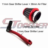 STONEDER Red 38mm Air Filter + 11mm Gear Shifter Lever For 50cc 70cc 90cc 110cc 125cc Chinese Pit Dirt Trail Motor Bike SSR Thumpstar YCF SDG GPX Lifan YX BSE