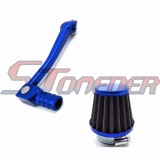 STONEDER Blue 38mm Air Filter + 11mm Gear Shifter Lever For Chinese Pit Dirt Trail Bike Motorcycle Coolster Pitsterpro Stomp Atomik Taotao Kayo 50cc 70cc 90cc 110cc 125cc