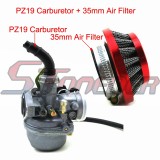 STONEDER PZ19 19mm Cable Choke Carburetor + 35mm Air Filter For 50cc 70cc 90cc 110cc Go Kart ATV Quad 4 Wheeler Buggy Dirt Pit Bike SSR YCF GPX Coolster