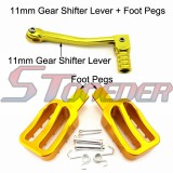 STONEDER Gold Footpegs Foot Rest + 11mm Gear Shifter Lever For Chinese 50cc 70cc 90cc 110c 125cc 140cc 150cc 160cc Pit Dirt Trail Bike Motorcycle TTR JCL Kazuma
