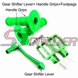 STONEDER Green CNC Aluminum Footpegs + Throttle Hanlde Grips + 11mm Gear Shifter Lever For Chinese 50cc 70cc 90cc 110cc 12cc 140cc 150cc 160cc Pit Dirt Bike Motorcycle Stomp Brapppa Coolster
