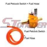 STONEDER Orange 1/4'' 6mm Gas Fuel Petcock Switch + Fuel Hose Line For Pit Dirt Trail Motor Bike ATV Quad 4 Wheeler Motorcycle